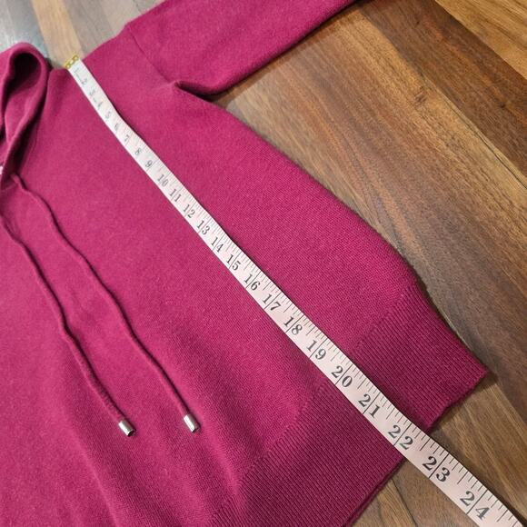 Magaschoni Hooded Sweater Ribbed Trims Drawstring Hood Size Small - Picture 4 of 7